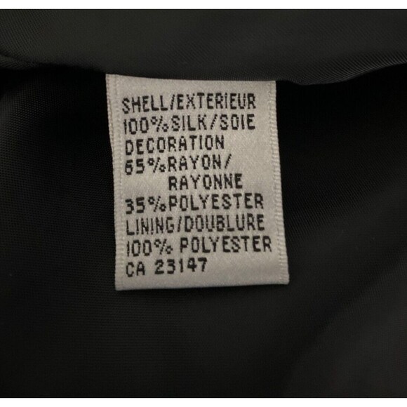 Talbots Blazer 8 Black Pure Silk Embroider Leaf Vine Button Down Jacket Career - Picture 6 of 8